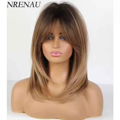 MATILDA, MODERN DIVATOS VILÁGOSBARNA OMBRE PARÓKA, VALÓDI HAJ FELHASZNÁLÁSÁVAL!