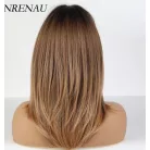 MATILDA, MODERN DIVATOS VILÁGOSBARNA OMBRE PARÓKA, VALÓDI HAJ FELHASZNÁLÁSÁVAL!