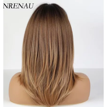 MATILDA, MODERN DIVATOS VILÁGOSBARNA OMBRE PARÓKA, VALÓDI HAJ FELHASZNÁLÁSÁVAL!