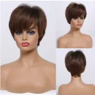 127b, EGYSZERŰ EGYENES CSOKIBARNA PARÓKA, VALÓDI HAJ FELHASZNÁLÁSÁVAL