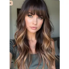   MARIETTA, VILÁGOS-BARNA DIVATOS OMBRE (tövénél sötét) PARÓKA, VALÓDI HAJ FELHASZNÁLÁSÁVAL! (C5207 )