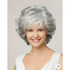   RITA MORENO REPLICA, ELEGÁNS EZÜST PARÓKA, DIVATOSAN TÉPETT FAZON,VALÓDI HAJ FELHASZNÁLÁSÁVAL