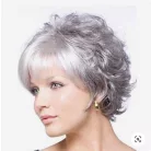 RITA MORENO REPLICA, ELEGÁNS EZÜST PARÓKA, DIVATOSAN TÉPETT FAZON,VALÓDI HAJ FELHASZNÁLÁSÁVAL