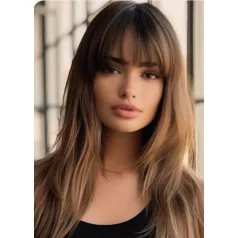   BABI 7, DIVATOS VILÁGOSBARNA PILLANGOHULLÁMOS OMBRE PARÓKA, VALÓDI HAJ FELHASZNÁLÁSÁVAL