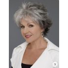 MAGYARORSZÁGI KÉSZLETEN! REBEKA, EGYSZERŰ FEHÉR-ŐSZ PARÓKA, VALÓDI HAJ FELHASZNÁLÁSÁVAL! 