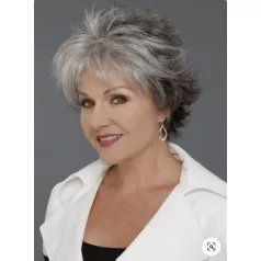   MAGYARORSZÁGI KÉSZLETEN! REBEKA, EGYSZERŰ FEHÉR-ŐSZ PARÓKA, VALÓDI HAJ FELHASZNÁLÁSÁVAL! 
