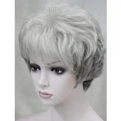   MAGYARORSZÁGI KÉSZLETEN! REBEKA, EGYSZERŰ FEHÉR-ŐSZ PARÓKA, VALÓDI HAJ FELHASZNÁLÁSÁVAL! 