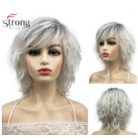 RITA, DIVATOS PLATINA-EZÜST DIVATOSAN "TÉPETT" OMBRE (tövénél sötétebb) PARÓKA, VALÓDI HAJ FELHASZNÁLÁSÁVAL!