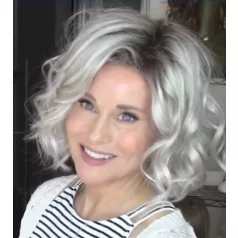   VERA5, ELEGÁNS FEHÉR-ŐSZ DIVATOS OMBRE (tövénél fekete) PARÓKA, VALÓDI HAJ FELHASZNÁLÁSÁVAL