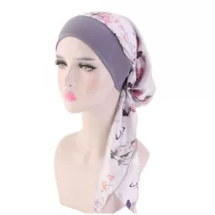   - ELEGÁNS KEMOTERÁPIÁS KENDŐ, ELASZTIKUS, NEM KELL KÖTÖZNI! SZŰRKE-ORGONA