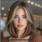 1/aa, ELEGÁNS KÁVÉBARNA, MELÍROZOTT CSIPKE ELÜLSŐ PARÓKA, VALÓDI HAJ FELHASZNÁLÁSÁVAL!