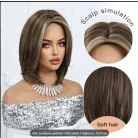 1/aa, ELEGÁNS KÁVÉBARNA, MELÍROZOTT CSIPKE ELÜLSŐ PARÓKA, VALÓDI HAJ FELHASZNÁLÁSÁVAL!