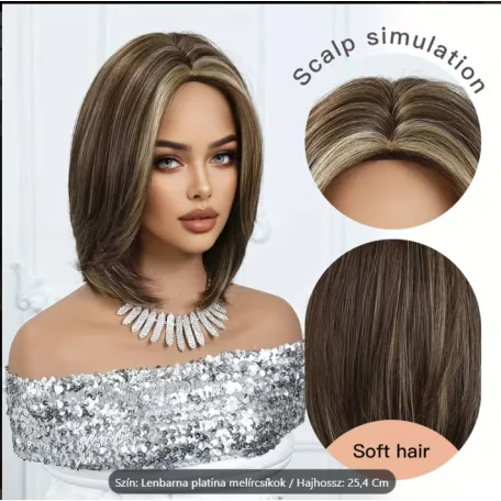 1/aa, ELEGÁNS KÁVÉBARNA, MELÍROZOTT CSIPKE ELÜLSŐ PARÓKA, VALÓDI HAJ FELHASZNÁLÁSÁVAL!