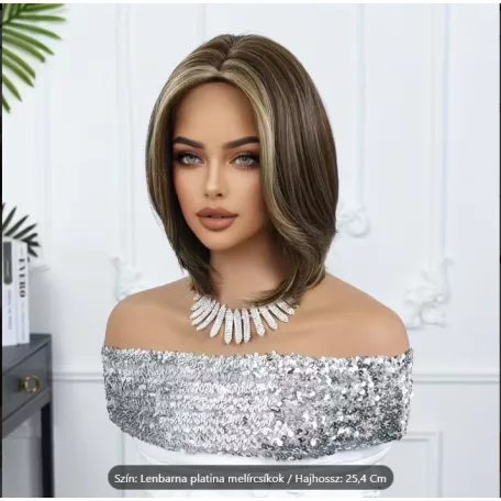 1/aa, ELEGÁNS KÁVÉBARNA, MELÍROZOTT CSIPKE ELÜLSŐ PARÓKA, VALÓDI HAJ FELHASZNÁLÁSÁVAL!