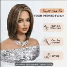 1/aa, ELEGÁNS KÁVÉBARNA, MELÍROZOTT CSIPKE ELÜLSŐ PARÓKA, VALÓDI HAJ FELHASZNÁLÁSÁVAL!