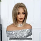 1/aa, ELEGÁNS KÁVÉBARNA, MELÍROZOTT CSIPKE ELÜLSŐ PARÓKA, VALÓDI HAJ FELHASZNÁLÁSÁVAL!