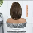 1/aa, ELEGÁNS KÁVÉBARNA, MELÍROZOTT CSIPKE ELÜLSŐ PARÓKA, VALÓDI HAJ FELHASZNÁLÁSÁVAL!