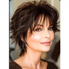   8A, DIVATOSAN TÉPETT, SÖTÉT MÉLY-BARNA PARÓKA, VALÓDI HAJ FELHASZNÁLÁSÁVAL