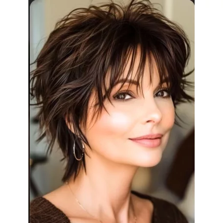 8A, DIVATOSAN TÉPETT, SÖTÉT MÉLY-BARNA PARÓKA, VALÓDI HAJ FELHASZNÁLÁSÁVAL