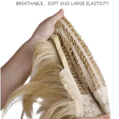   MAGYARORSZÁGI KÉSZLETEN! NELLI FIATALOS VANÍLIA-SZŐKE HULLÁMOS HOSSZÚ PARÓKA, VALÓDI HAJ FELHASZNÁLÁSÁVAL! 