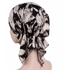   - KEMOTERÁPIÁS KENDŐ 7, NEM KELL KÖTÖZNI, KAMÉLIA MINTÁS (fekete)