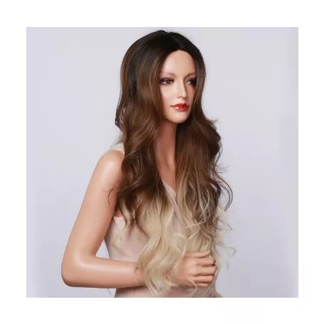 70, DIVATOS SÖTÉTBARNA-SZŐKE SZÍNÁTMENETES OMBRE PARÓKA, EXTRA PRÉMIUM MINŐSÉG