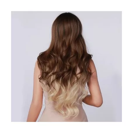 70, DIVATOS SÖTÉTBARNA-SZŐKE SZÍNÁTMENETES OMBRE PARÓKA, EXTRA PRÉMIUM MINŐSÉG