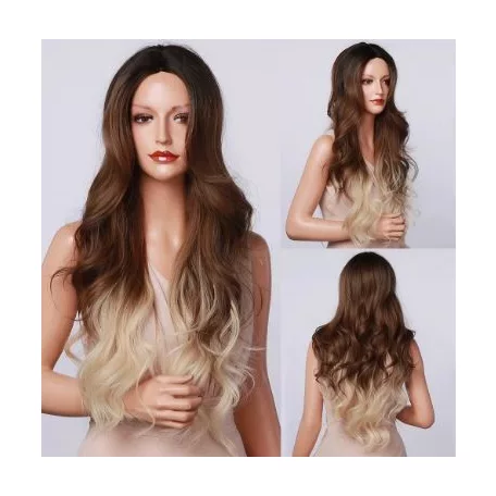 70, DIVATOS SÖTÉTBARNA-SZŐKE SZÍNÁTMENETES OMBRE PARÓKA, EXTRA PRÉMIUM MINŐSÉG