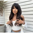 10/E, ELEGÁNS SÖTÉT MÉLY-BARNA PARÓKA,VALÓDI HAJ FELHASZNÁLÁSÁVAL