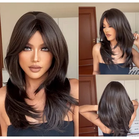 MÁRTA2, SZÉP SÖTÉT MÉLY-BARNA FIATALOS PARÓKA, VALÓDI HAJ FELHASZNÁLÁSÁVAL!