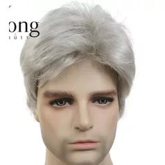   JENCI, RÖVID ŐSZ FÉRFI paróka, VALÓDI HAJ FELHASZNÁLÁSÁVAL