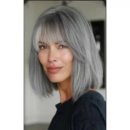 Adél 2b, SZÜRKÉS-ŐSZ KLEOPÁTRA FAZONÚ PARÓKA, VALÓDI HAJ FELHASZNÁLÁSÁVAL