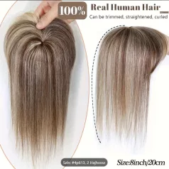   BARNA MELÍROZOTT PEPI, TOUPEE 100% vietnámi valódi haj, 20CM.