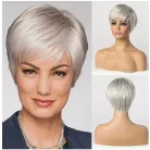 40a, LEGÚJABB DIVAT! ELEGÁNS EZÜST-ŐSZ, OLDALRA FÉSÜLT PARÓKA, PRÉMIUM MINŐSÉG!