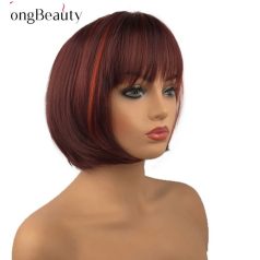   DIVATOS RUBINVÖRÖS MELÍROZOTT PARÓKA,. VALÓDI HAJ FELHASZNÁLÁSÁVAL!