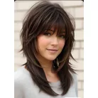 BABI 6,  SÖTÉT MÉLY-BARNA MODERN PARÓKA,, VALÓDI HAJ FELHASZNÁLÁSÁVAL