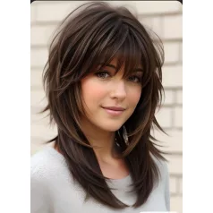   BABI 6,  SÖTÉT MÉLY-BARNA MODERN PARÓKA,, VALÓDI HAJ FELHASZNÁLÁSÁVAL