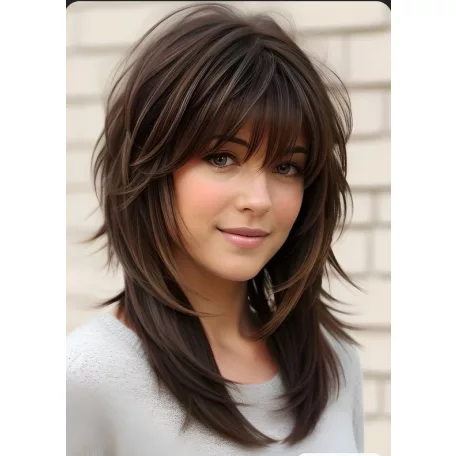 BABI 6,  SÖTÉT MÉLY-BARNA MODERN PARÓKA,, VALÓDI HAJ FELHASZNÁLÁSÁVAL