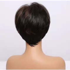   SÖTÉTBARNA EGYSZERŰ MODERN PARÓKA, VALÓDI HAJ FELHASZNÁLÁSÁVAL!