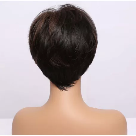 SÖTÉTBARNA EGYSZERŰ MODERN PARÓKA, VALÓDI HAJ FELHASZNÁLÁSÁVAL!