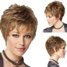 MAGYARORSZÁGI KÉSZLETEN! KITTY,  VILÁGOS-BARNA PIXI PARÓKA, VALÓDI HAJ FELHASZNÁLÁSÁVAL! 