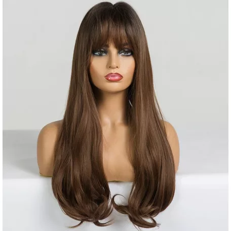 23, NAGYON SZÉP CSOKIBARNA HOSSZÚ, DIVATOS OMBRE PARÓKA, PRÉMIUM MINŐSÉG