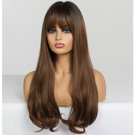 23, NAGYON SZÉP CSOKIBARNA HOSSZÚ, DIVATOS OMBRE PARÓKA, PRÉMIUM MINŐSÉG