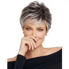   JUTKA2 PARÓKA, MODERN GYÖNYÖRŰ EZÜST-SZŰRKE SZÍNBEN, VALÓDI HAJ FELHASZNÁLÁSÁVAL