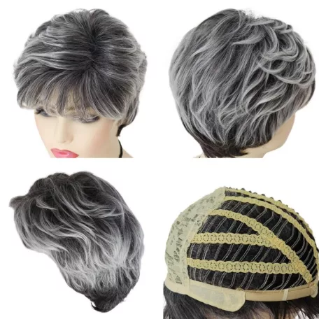 JUTKA2 PARÓKA, MODERN GYÖNYÖRŰ EZÜST-SZŰRKE SZÍNBEN, VALÓDI HAJ FELHASZNÁLÁSÁVAL