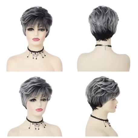 JUTKA2 PARÓKA, MODERN GYÖNYÖRŰ EZÜST-SZŰRKE SZÍNBEN, VALÓDI HAJ FELHASZNÁLÁSÁVAL