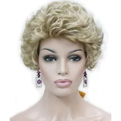   81, ELEGÁNS  DAUEROLT HATÁSÚ TERMÉSZETES VILÁGOS-SZŐKE PARÓKA, PRÉMIUM MINŐSÉG