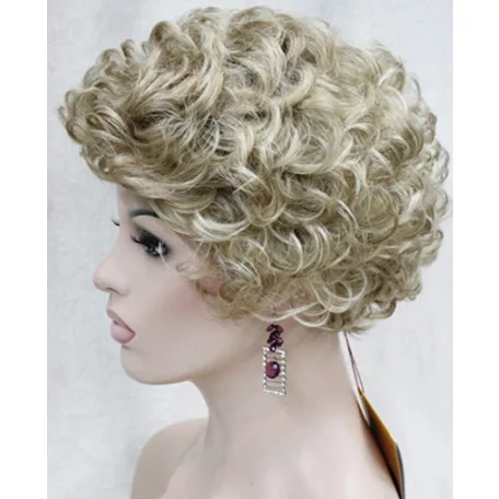 81, ELEGÁNS  DAUEROLT HATÁSÚ TERMÉSZETES VILÁGOS-SZŐKE PARÓKA, PRÉMIUM MINŐSÉG