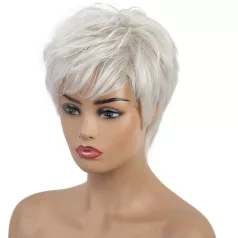   118, FEHÉR-ŐSZ RÖVID PARÓKA, SZÉP DÚS, PRÉMIUM MINŐSÉG!