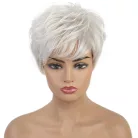 118, FEHÉR-ŐSZ RÖVID PARÓKA, SZÉP DÚS, PRÉMIUM MINŐSÉG!